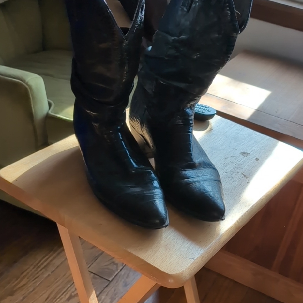 Black Cowboy Boots, Men's Size 11 1/2D.
